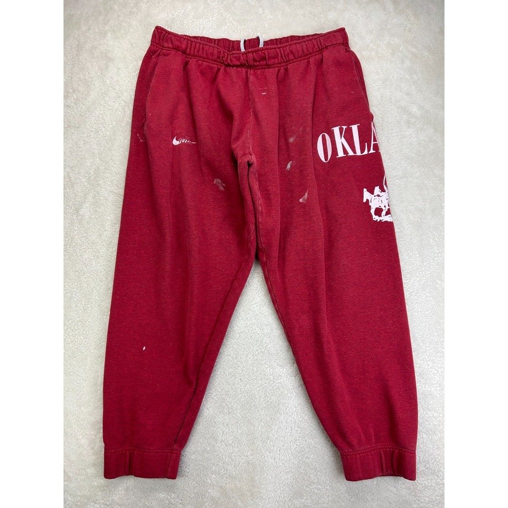 Nike Oklahoma Sooners NCAA Fleece Sweatpants Mens 3XL Crimson Red "Paint Stains"